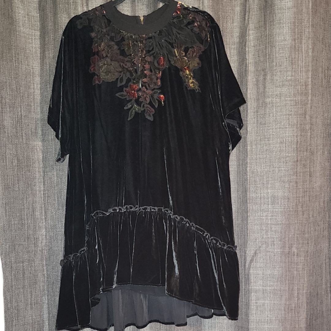 Free People Velvet Tunic With Floral Accents
